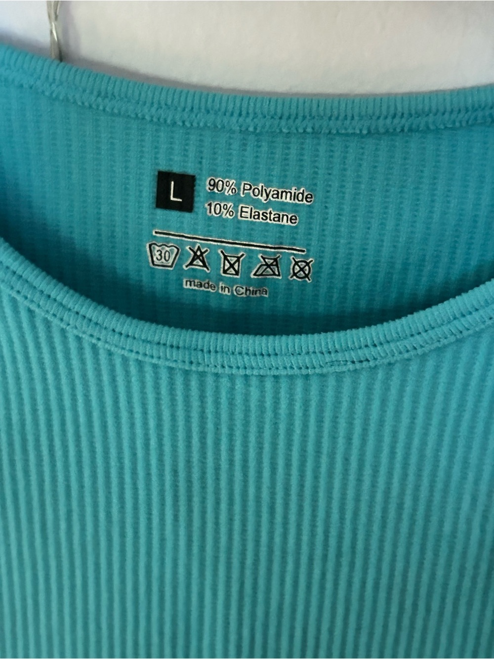 Turquoise Ribbed High-Neck Crop Tank - Picture 3 of 4